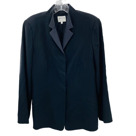 Armani Collezioni Jackets & Blazers - Armani Collezioni Black Military Satin Trim Lined Made in Italy Blazer 8